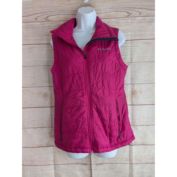 Columbia Vest Womens Medium Pink Full Zip Sleeveless Puffer Omni-Shield Heat - Picture 1 of 6